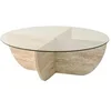 Image de Table basse en verre trempé - Effet travertin et Transparent - AYSUN