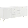 Image de Buffet avec 2 portes et 3 tiroirs - Blanc et doré - ALOBARA