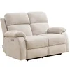 Image de Canapé 2 places relax électrique massant en tissu chenille beige KOCENI