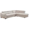 Image de Canapé d'angle droit convertible en tissu texturé beige BESEMA