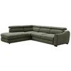 Image de Canapé d'angle gauche convertible en tissu texturé vert BESEMA