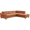 Image de Canapé d'angle droit convertible en tissu texturé terracotta VAVERDO