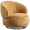 Image de Fauteuil rotatif en tissu texturé jaune moutarde LACAZO