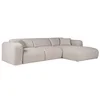 Image de Grand canapé d'angle droit convertible express en tissu chiné beige - Couchage 140 cm - Matelas 16 cm mémoire de forme POGNI