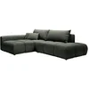 Image de Canapé d'angle gauche ouvert convertible en tissu texturé vert sapin MINTURNO