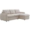Image de Canapé d'angle convertible et réversible en tissu texturé beige POBAVA