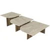 Image de Tables basses gigognes - Effet travertin beige et naturel foncé - OMELINA