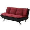 Image de Canapé convertible clic-clac 3 places DEMIDO - Tissu rouge et noir - L176 x P86 x H84 cm
