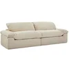 Image de Canapé droit SOBOSA 4 places velours côtelé grosses côtes beige L306xP106xH79 cm