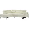 Image de Canapé d'angle gauche convertible TICOUTA - Tissu texturé blanc cassé - 5 places - Coffre
