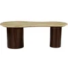 Image de Table basse SURILA en travertin et bois d'acacia Beige et naturel foncé L121 x P60,5 x H43 cm