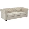 Image de Canapé droit CHESTERFIELD 3 places en tissu beige 205x88x72 cm