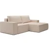 Image de Petit canapé d'angle droit convertible en tissu texturé beige AMELIA