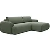 Image de Canapé d'angle droit convertible en tissu chenille vert sapin MONELIA