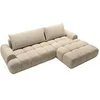 Image de Canapé d'angle droit convertible en tissu chenille taupe FARNETA