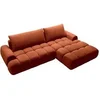 Image de Canapé d'angle droit convertible en tissu chenille terracotta FARNETA