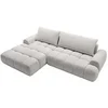 Image de Canapé d'angle gauche convertible en tissu chenille gris clair FARNETA