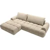 Image de Canapé d'angle gauche convertible en tissu chenille taupe FARNETA