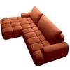Image de Canapé d'angle gauche convertible en tissu chenille terracotta FARNETA