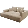 Image de Canapé 3 places confort assise profonde en tissu chenille taupe PINETA