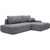 Image de Canapé d'angle droit ouvert convertible en tissu texturé gris DAVISO