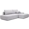 Image de Canapé d'angle droit ouvert convertible en tissu texturé gris clair DAVISO