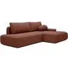 Image de Canapé d'angle droit ouvert convertible en tissu texturé terracotta DAVISO