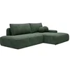 Image de Canapé d'angle droit ouvert convertible en tissu texturé vert sapin DAVISO