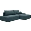 Image de Canapé d'angle droit ouvert convertible en tissu texturé bleu DAVISO