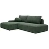 Image de Canapé d'angle gauche ouvert convertible en tissu texturé vert sapin DAVISO