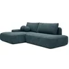 Image de Canapé d'angle gauche ouvert convertible en tissu texturé bleu DAVISO
