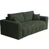 Image de Canapé convertible express 3 places ISSORO en tissu bouclette vert couchage 140cm matelas 20cm