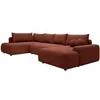Image de Grand canapé d'angle droit panoramique convertible en tissu texturé terracotta DAVISO
