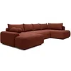 Image de Grand canapé d'angle gauche panoramique convertible en tissu texturé terracotta DAVISO