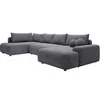 Image de Grand canapé d'angle droit panoramique convertible en tissu texturé gris DAVISO