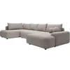 Image de Grand canapé d'angle droit panoramique convertible en tissu texturé taupe DAVISO