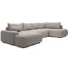 Image de Grand canapé d'angle gauche panoramique convertible en tissu texturé taupe DAVISO