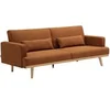 Image de ESME Canapé droit 3 places convertible clic-clac - Tissu terracotta - Piètement bois