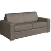 Image de Canapé convertible express CALITO 3 places cuir de buffle taupe - Couchage lattes larges 140 cm - Matelas 18 cm