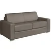 Image de Canapé 4 places convertible express CALITO en cuir de buffle taupe - Couchage 160 cm - Matelas 22 cm mémoire de forme
