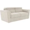 Image de Canapé 3 places convertible express en tissu texturé beige - Couchage à lattes larges 140 cm - Matelas 22 cm avec mémoire de forme - RIZORA
