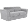 Image de Canapé 3 places convertible express en tissu texturé gris clair - Couchage 140 cm - Matelas 22 cm avec mémoire de forme - RIZORA