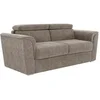 Image de Canapé 4 places convertible express en tissu texturé taupe - Couchage à lattes larges 160 cm - Matelas 22 cm avec mémoire de forme - RIZORA