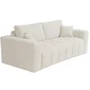 Image de Canapé convertible express 3 places ISSORO en tissu bouclette beige couchage 140cm matelas 20cm