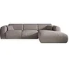 Image de Canapé d'angle droit Maison Céphy POGNI 6 places en tissu gris L269 x P221 x H73 cm