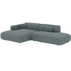 Image de Maison Céphy Canapé d'angle gauche ouvert POGNI en velours côtelé bleu 5 places L300xP160xH73 cm