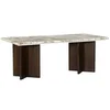 Image de Table basse NEYALIA - Marbre et bois d'acacia - Beige et naturel foncé - 120.3x60x45cm