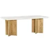 Image de Table basse NEYALIA - Marbre et bois de manguier - Blanc et naturel clair - 120.3x60x45cm