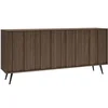 Image de Buffet KALSIYA 4 portes avec LEDs en MDF Naturel foncé et Noir 183.3x82.6x40 cm