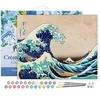 Image de Peinture par Numéro Figured'Art avec Cadre La Grande Vague de Kanagawa - Katsushika Hokusai - Numéro d'Art Complet - 40x50cm toile tendue sur châssis